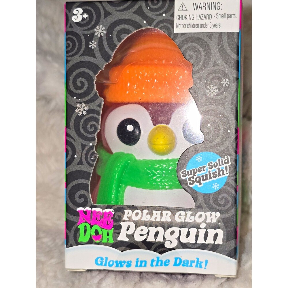 Schylling NeeDoh Squishmas Polar Glow Rare Penguin Glow-in-the-Dark Squeeze Toy
